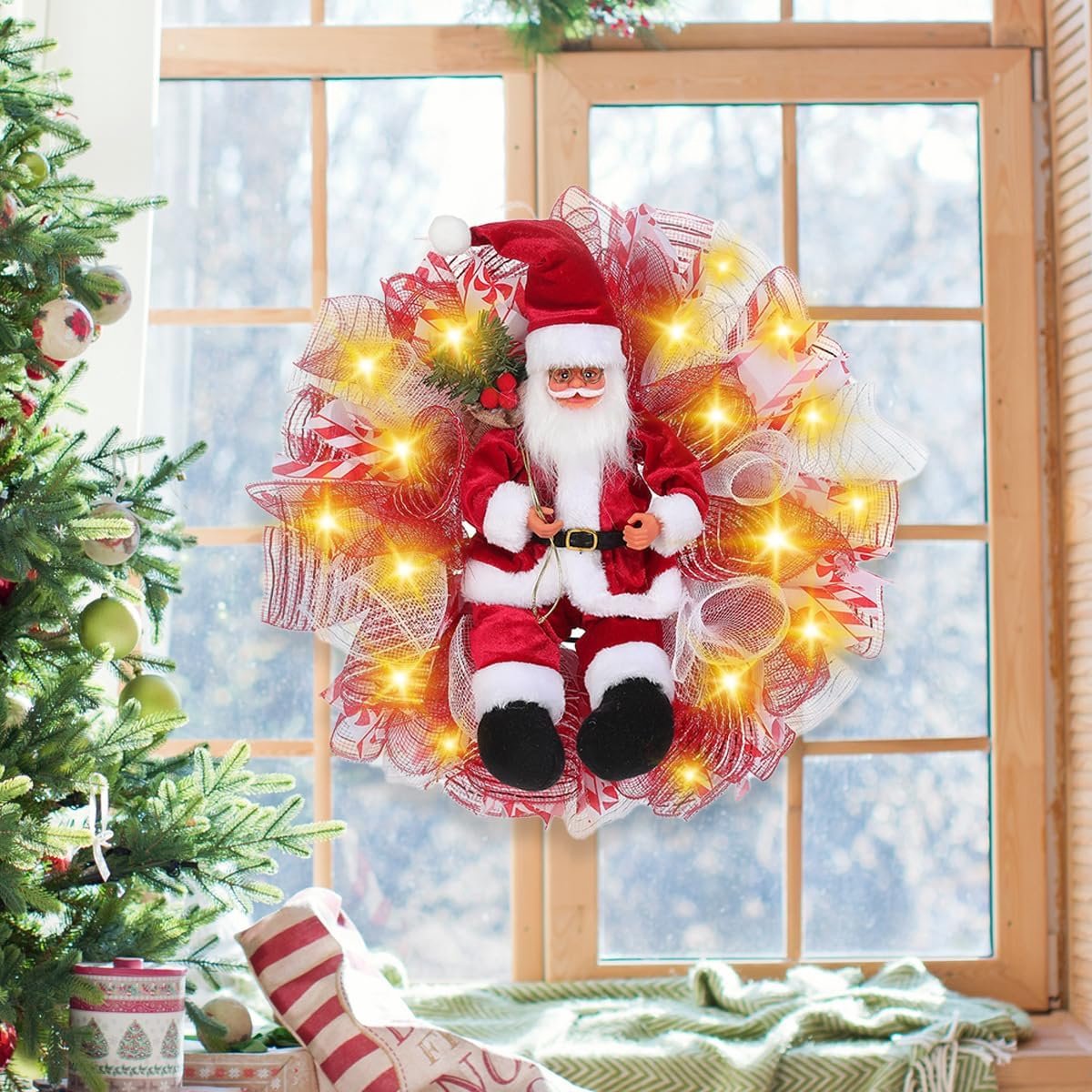 55cm Tall Christmas Wreath for Front Door Door Wreath, Christmas Decoration, Outdoor Christmas Wreath, Hanging - ShopVlot