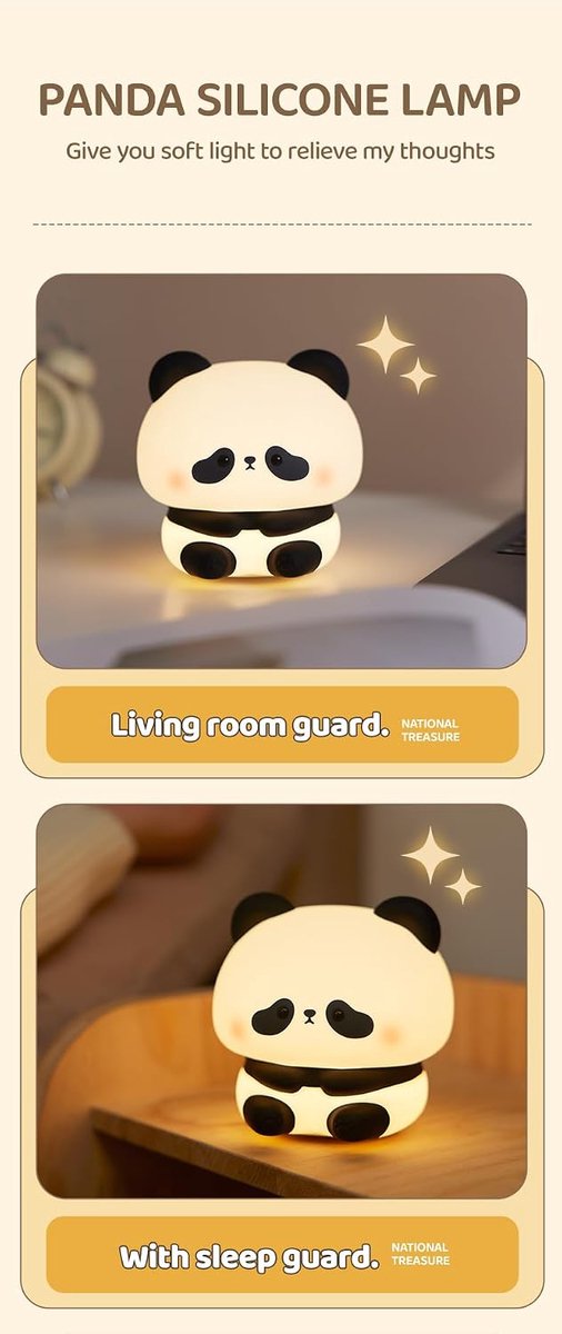 Schattig panda-nachtlampje - Nachtlampje in de vorm van een dier - Gemaakt van siliconen - Drie dimstanden - Oplaadbaar - Geschikt voor baby's, peuters en kinderen - Lief cadeau voor kinderen — afbeelding 4