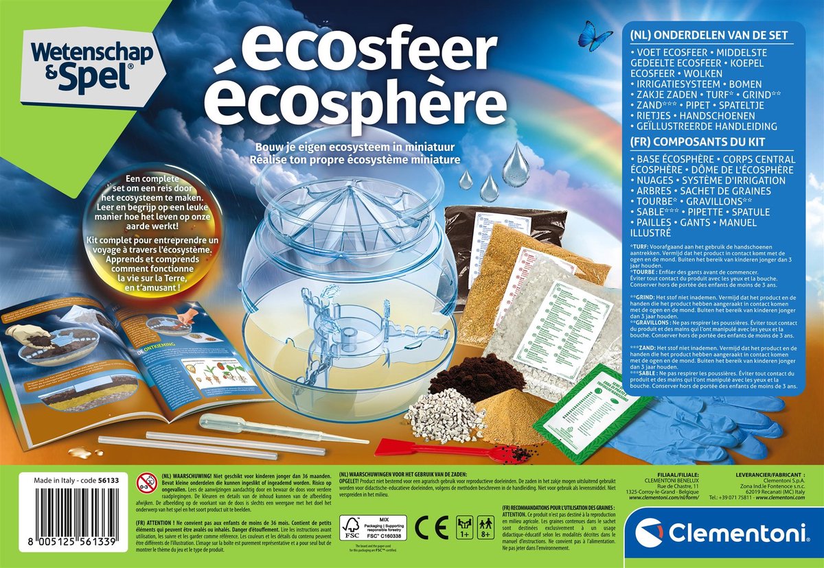 Clementoni EcoSphere Biosfeer - Mini Ecosysteem Terrarium met Waterkringloop - Planten Kweken en Natuur Ontdekken - Wetenschap en Spel voor Kinderen — cadeau in Spellen & Speelgoed - foto 3