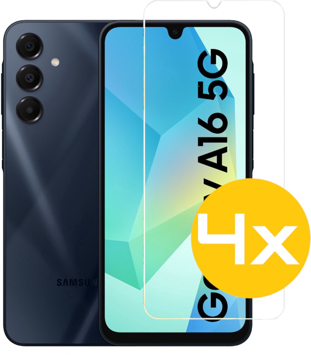 Screenprotector Geschikt Voor Samsung Galaxy A16 - Glasplaat - Tempered Glass - 4 Stuks