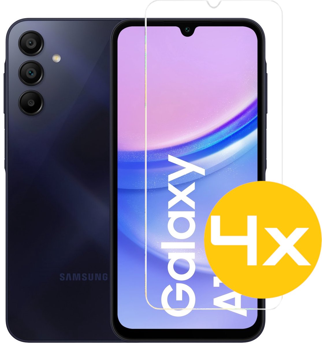 Screenprotector Geschikt Voor Samsung Galaxy A15 - Glasplaat - Tempered Glass - 4 Stuks
