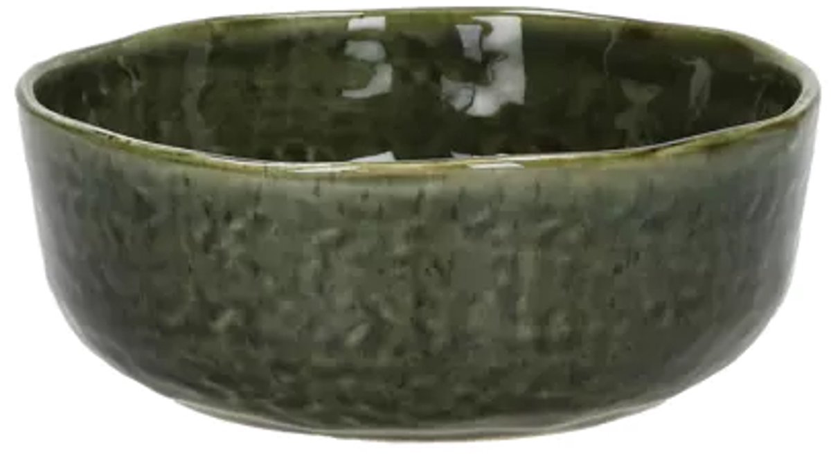 SPIRO - soepkom - steengoed - DIA 16 x H 6 cm - donkergroen