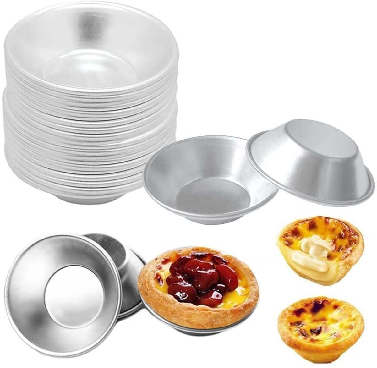 Omgoods - 30 Stuks Cake Moulds - Aluminium Muffin en Egg Cake Moulds