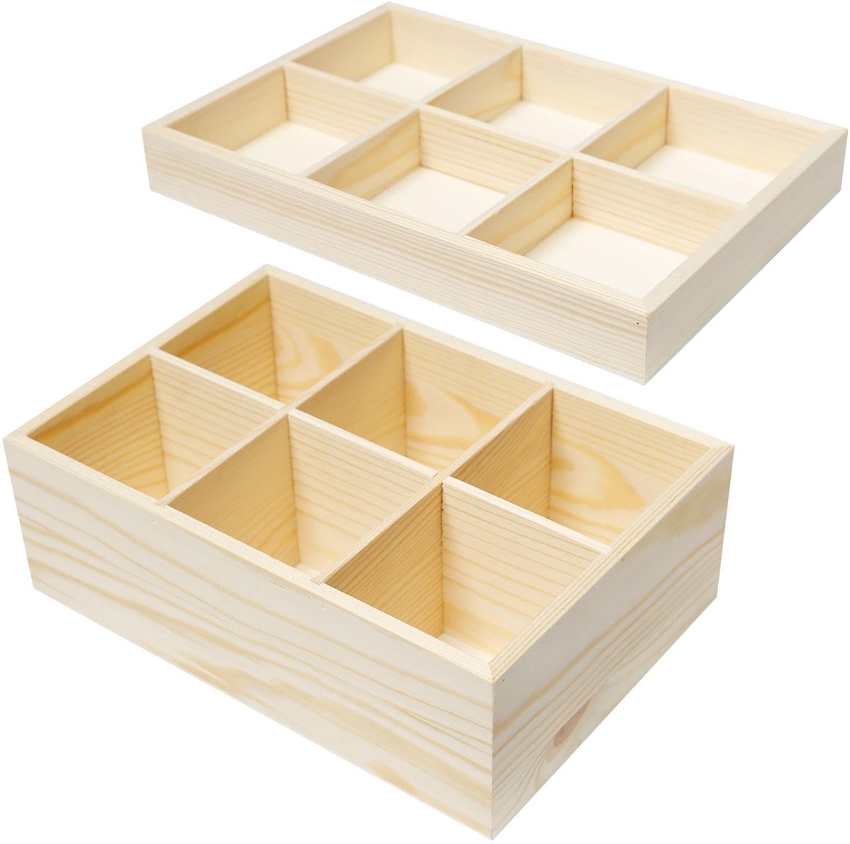 Omgoods - Houten Pennenhouder met 6 Vakken - Organizer voor Kleine Voorwerpen