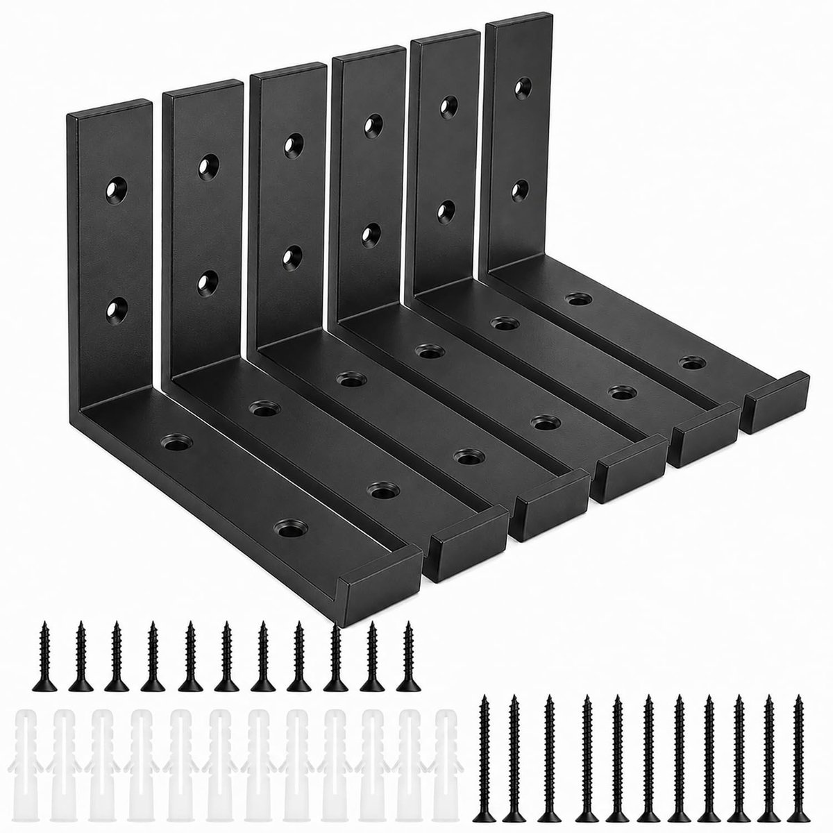 Omgoods - Set van 6 Robuuste Plankbeugels van Koolstofstaal
