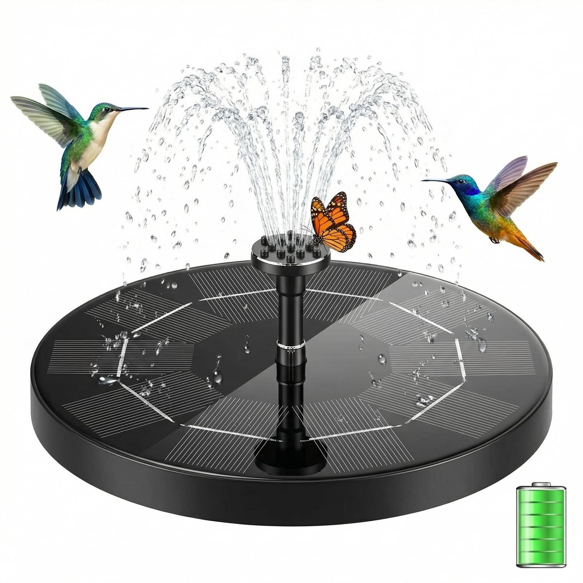 Omgoods - 3.5 Watt Zonnefontein met 6 Nozzles voor Tuin en Vogelbad