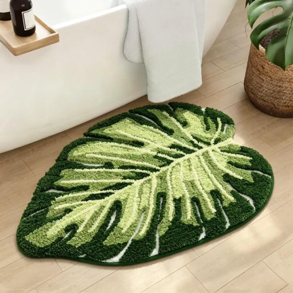 Omgoods - Badkamertapijt met Antislip - Monstera-blad Motief, Wasbaar en Absorberend