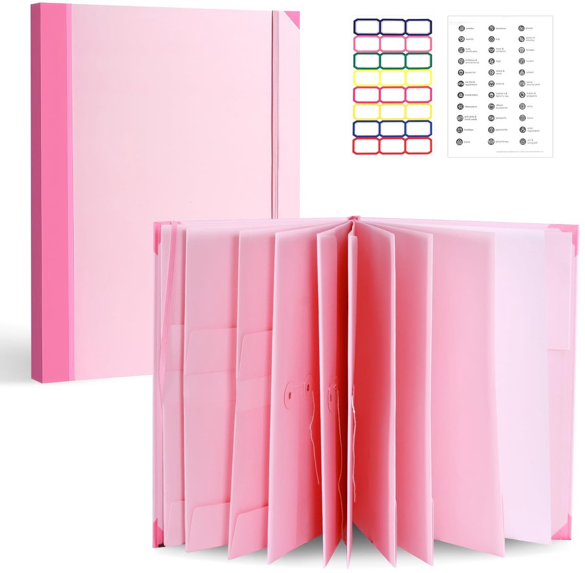Omgoods - Documentenorganizer voor Familie - Noodmap en Uitbreidbare Map in Roze