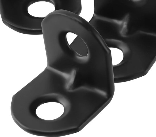 L-vormige hoekbeugels 1.8 x 1.8 x 1.8cm - 100 stuks, zwart, voor wandplanken, meubels en bevestiging met schroeven — afbeelding 3