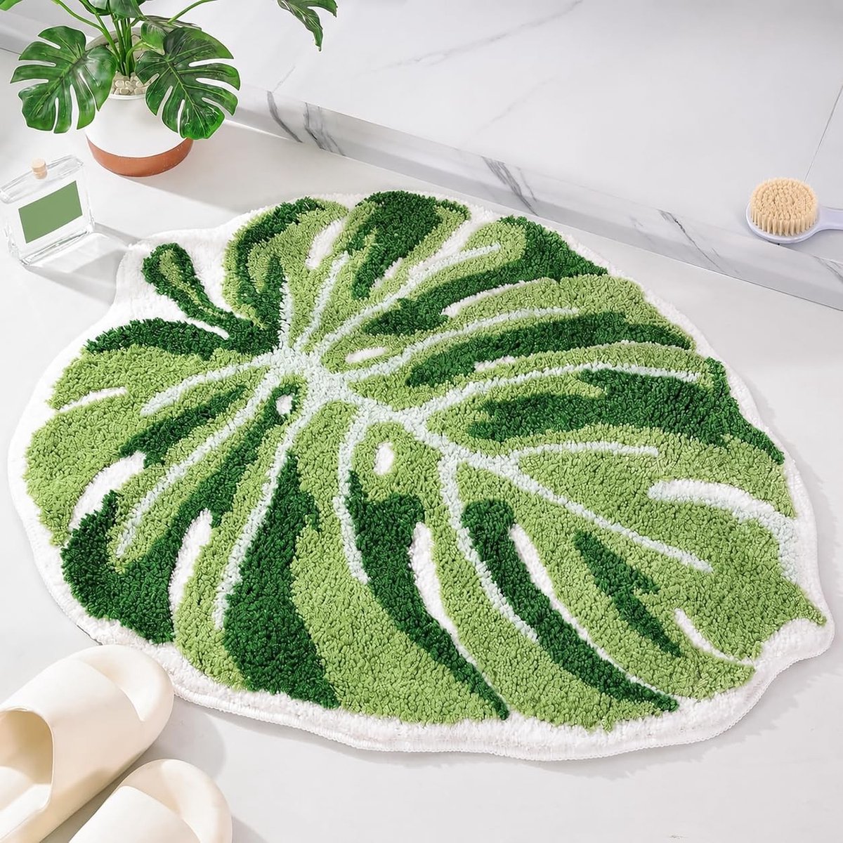 Omgoods - Monstera Blad Badmat in Boho Stijl, Antislip