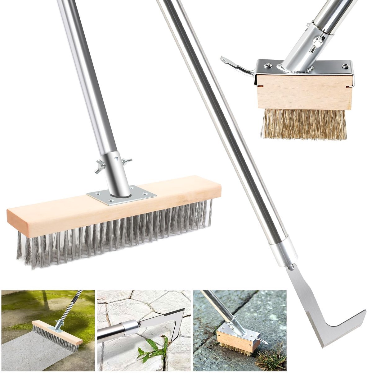 Omgoods - Set van 3 onkruidverwijdertools met telescopische steel - 160 cm