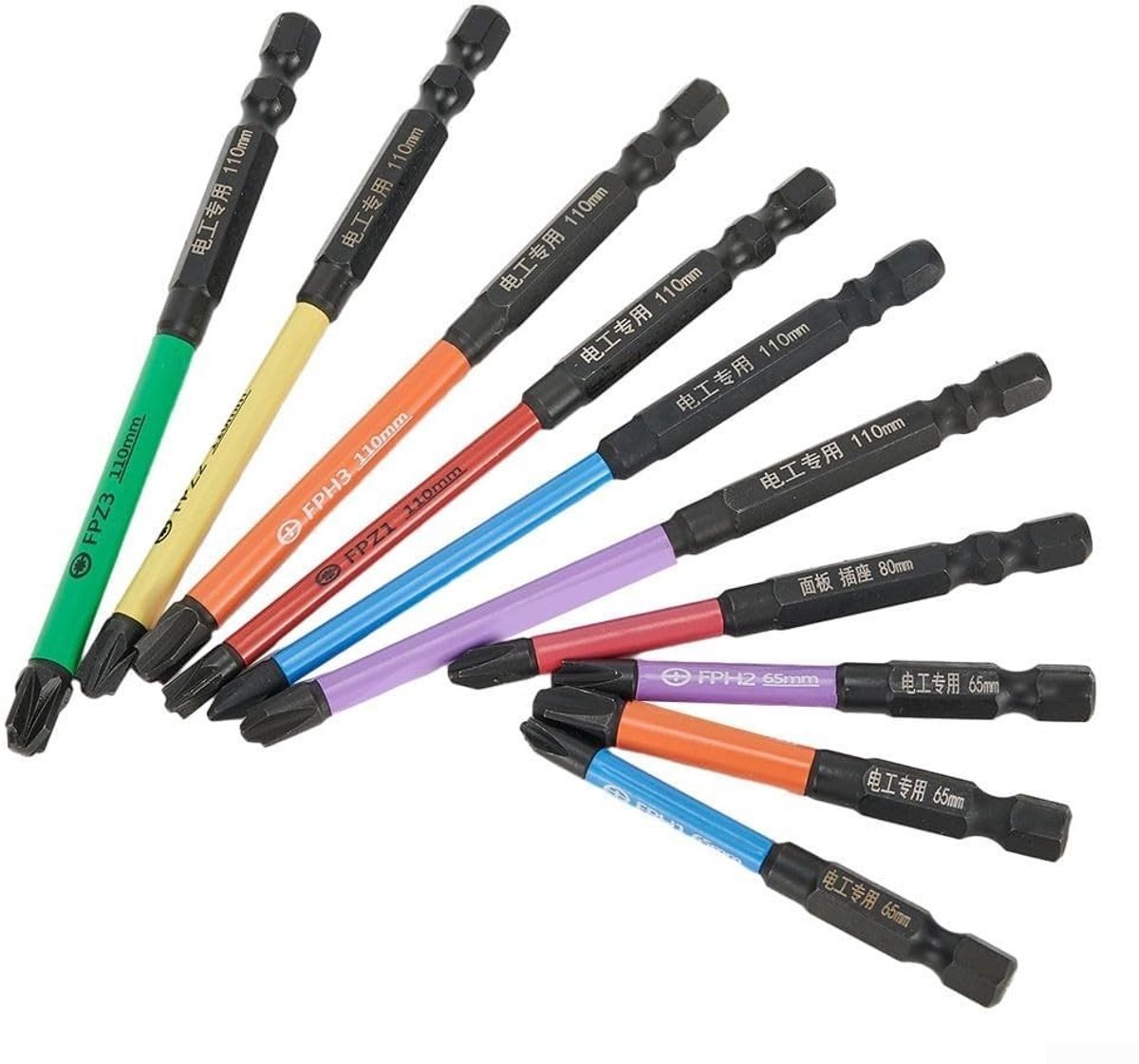 Omgoods - Set van 10 Magnetische Schroevendraaier Bits voor Elektriciens