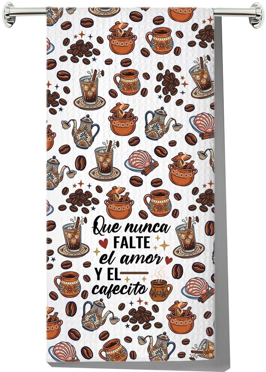 Omgoods - Cafecito y Pan Dulce Keukenhanddoeken Set van 2 - Koffie Thema