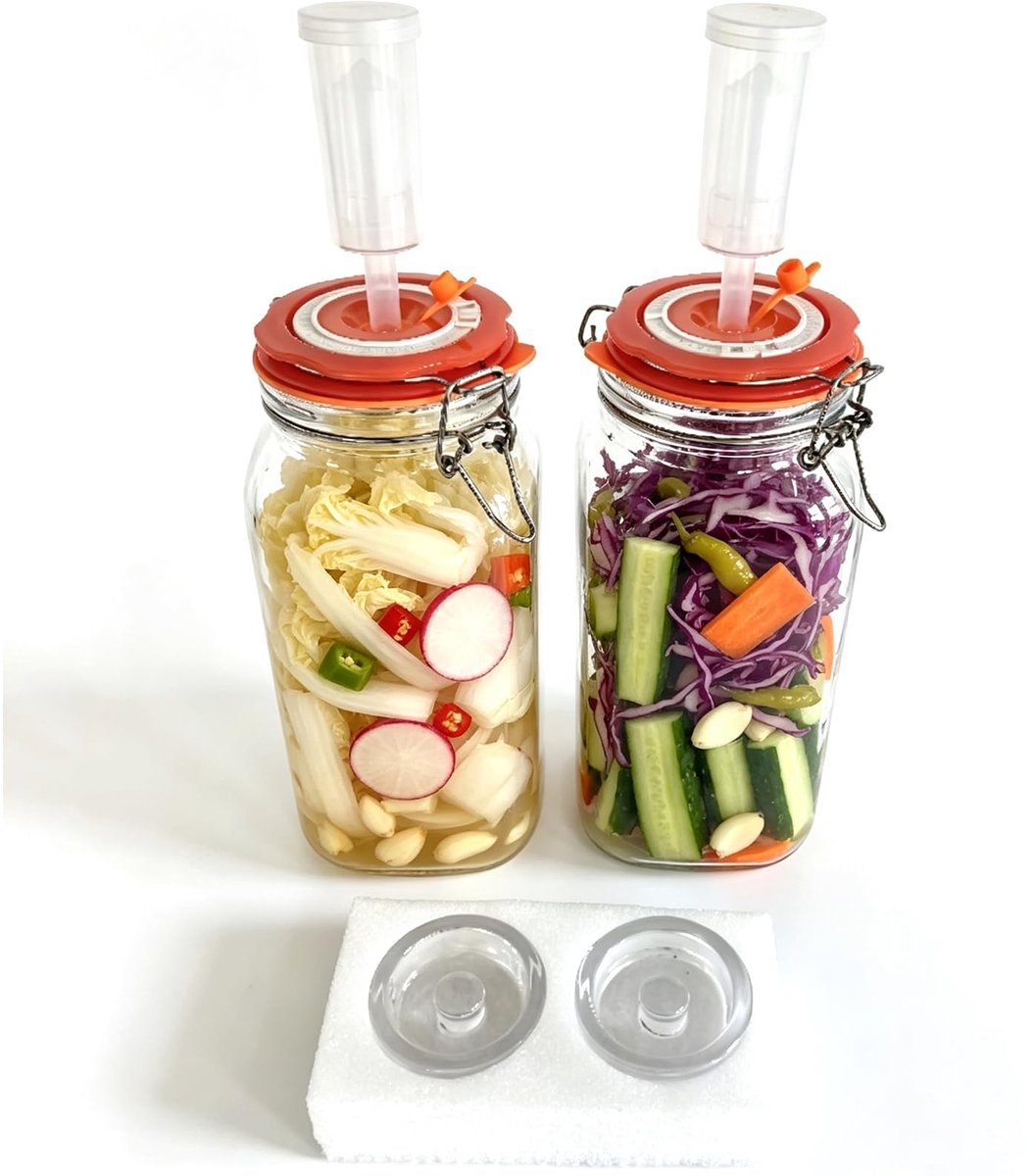Omgoods - 2 Stuks Gistglazen van 2 Liter met Gistingsventiel voor Fermentatie