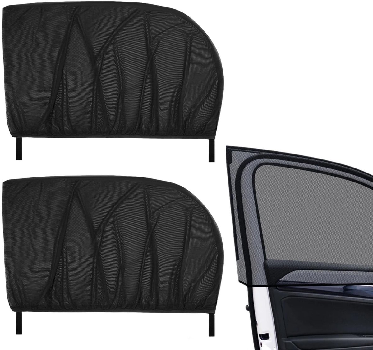 Omgoods - Set van 2 Auto Zonnebrillen met Insectennet voor Ramen