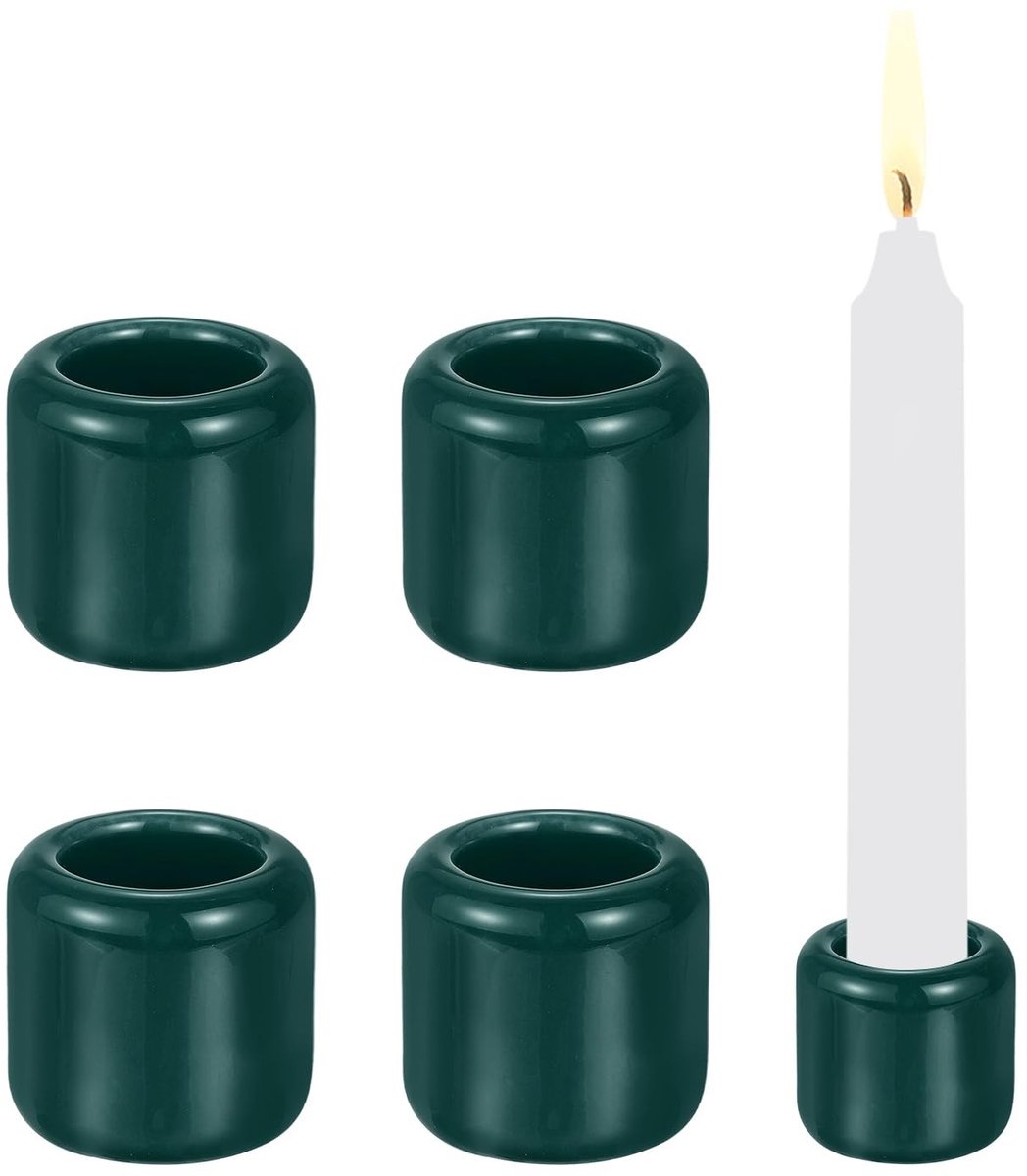 Omgoods - Set van 5 Donkergroene Mini Kaarsenhouders voor Meditatie