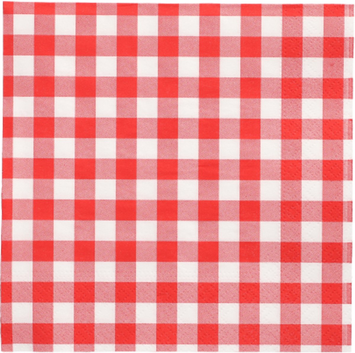 6x 100 Servetten 3-laags 1/4 vouw 33 cm x 33 cm rood Vichy Karo