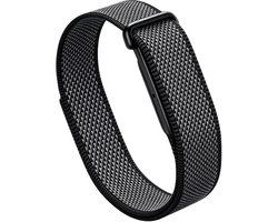 Stravo Nylon Sportbandje met Klittenband – Geschikt voor Fitbit Air – Verstelbaar, Lichtgewicht & Ademend Geweven Horlogebandje – Zwart