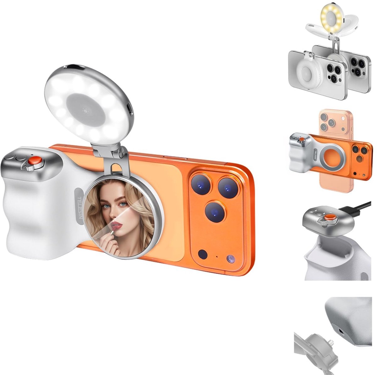 Omgoods - Smartphone Grip met Magnetische Selfie Lamp