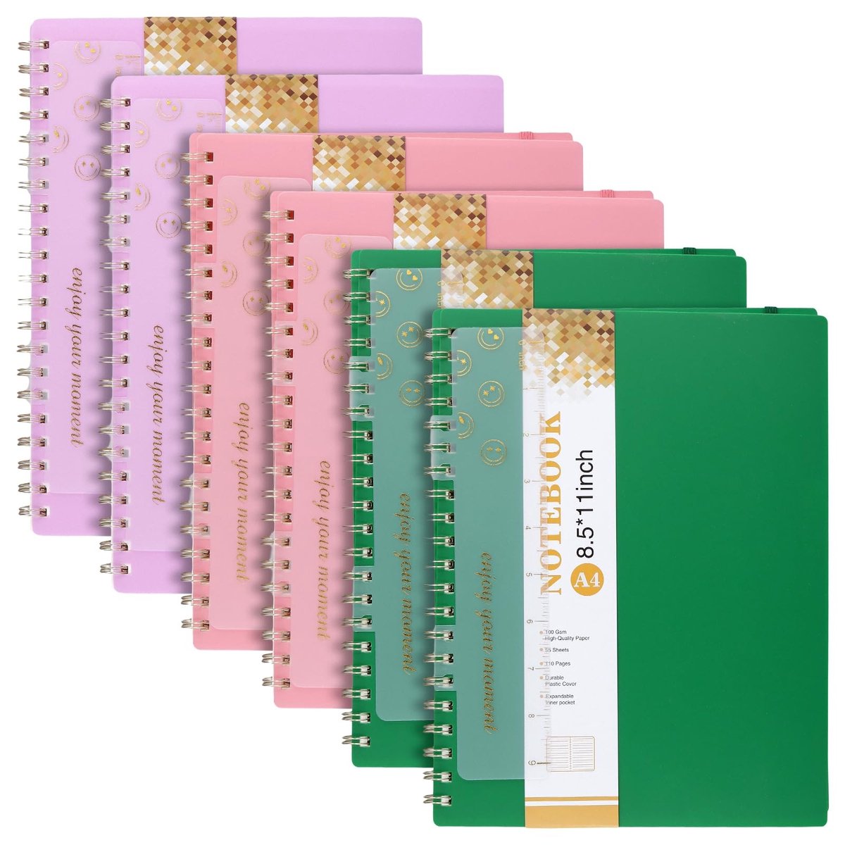 Omgoods - Set van 6 Spiraalgebonden Notitieboeken A4 met Grafisch Papier