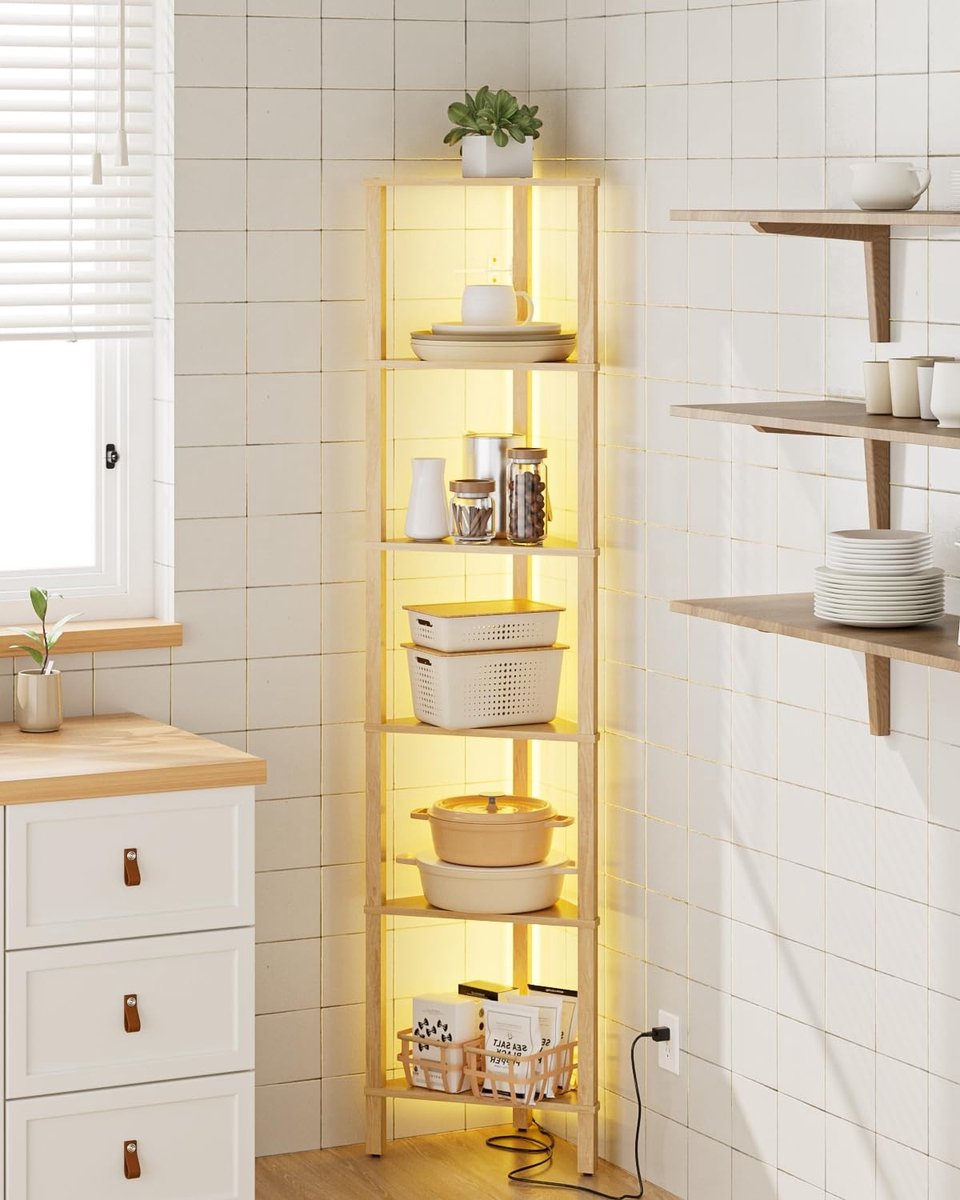 Omgoods - Hoekrek met 6 Niveaus en LED Verlichting