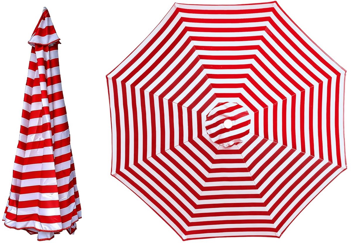 Omgoods - Vervangende Parasolhoes voor 6/8 Ribben, 3m Rood/Wit