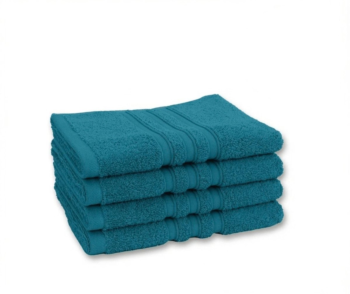 Omgoods - Premium Set van 4 Handdoeken 40x70 cm - 100% Katoen - Petrolblauw