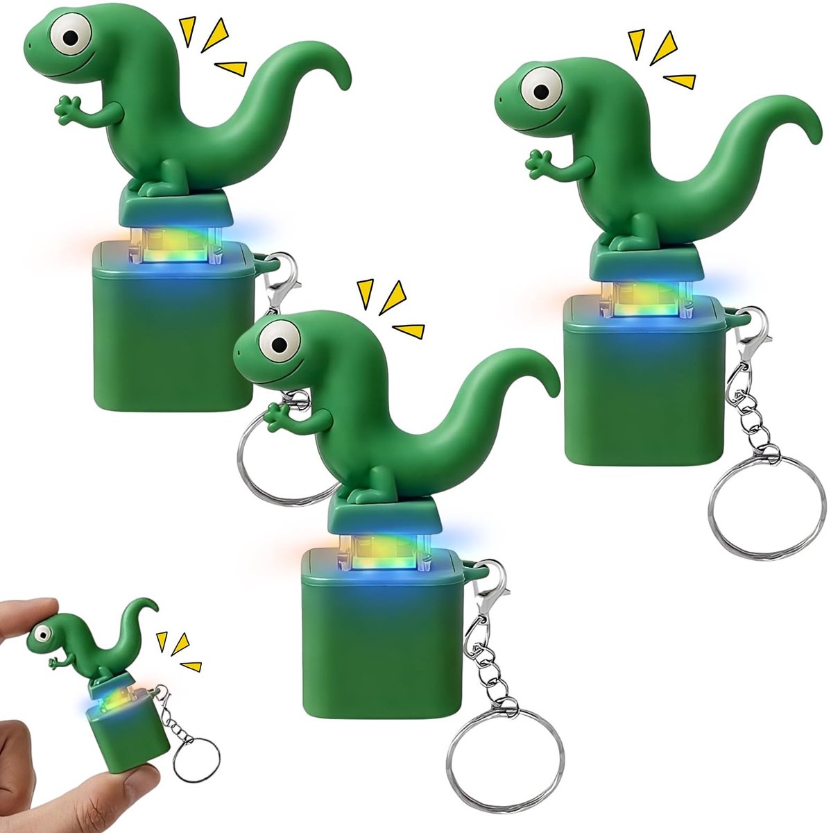 Omgoods - Set van 3 Anti-Stress Sleutelhangers met Geluid en Licht