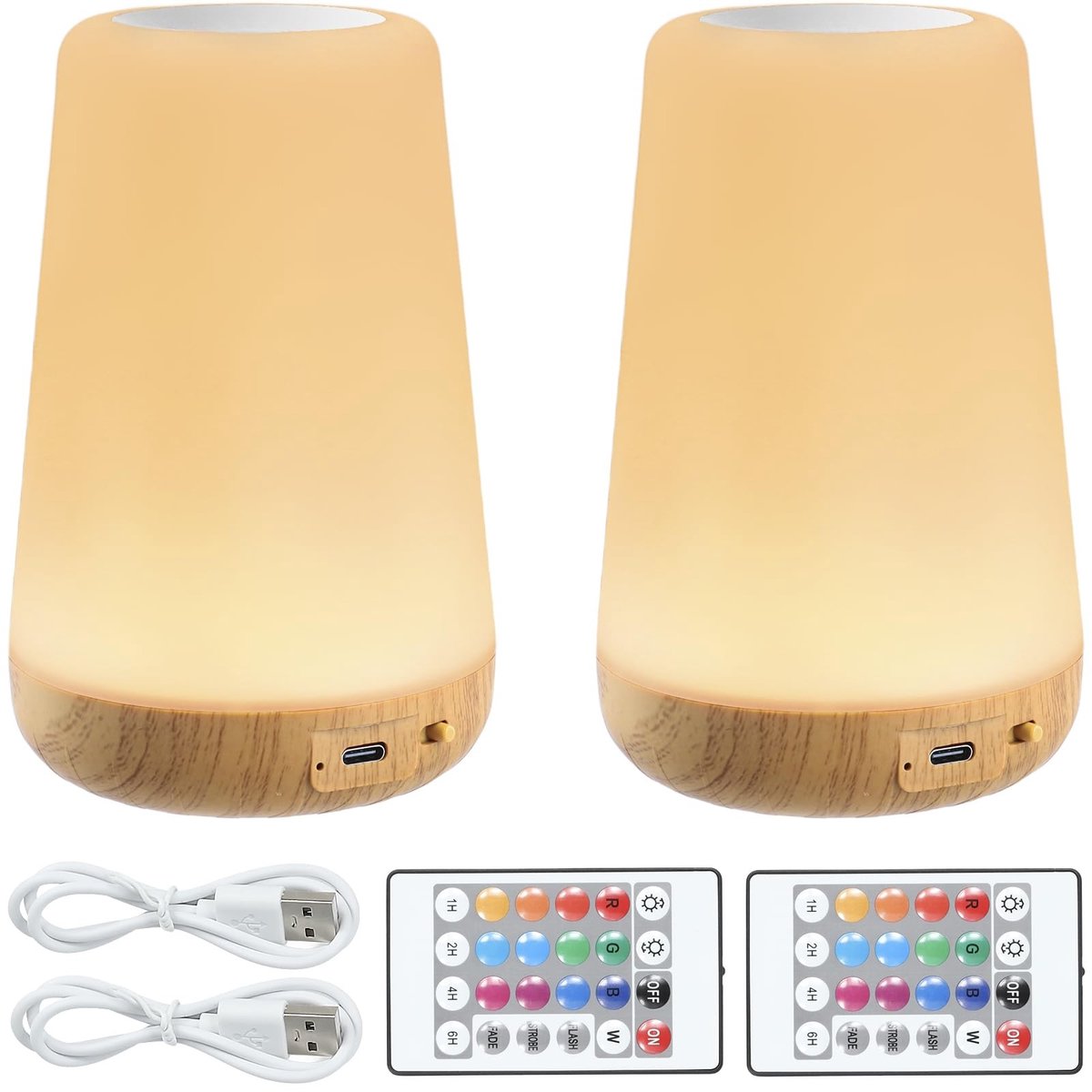Omgoods - Set van 2 LED Bedlampjes met Timer en Afstandsbediening