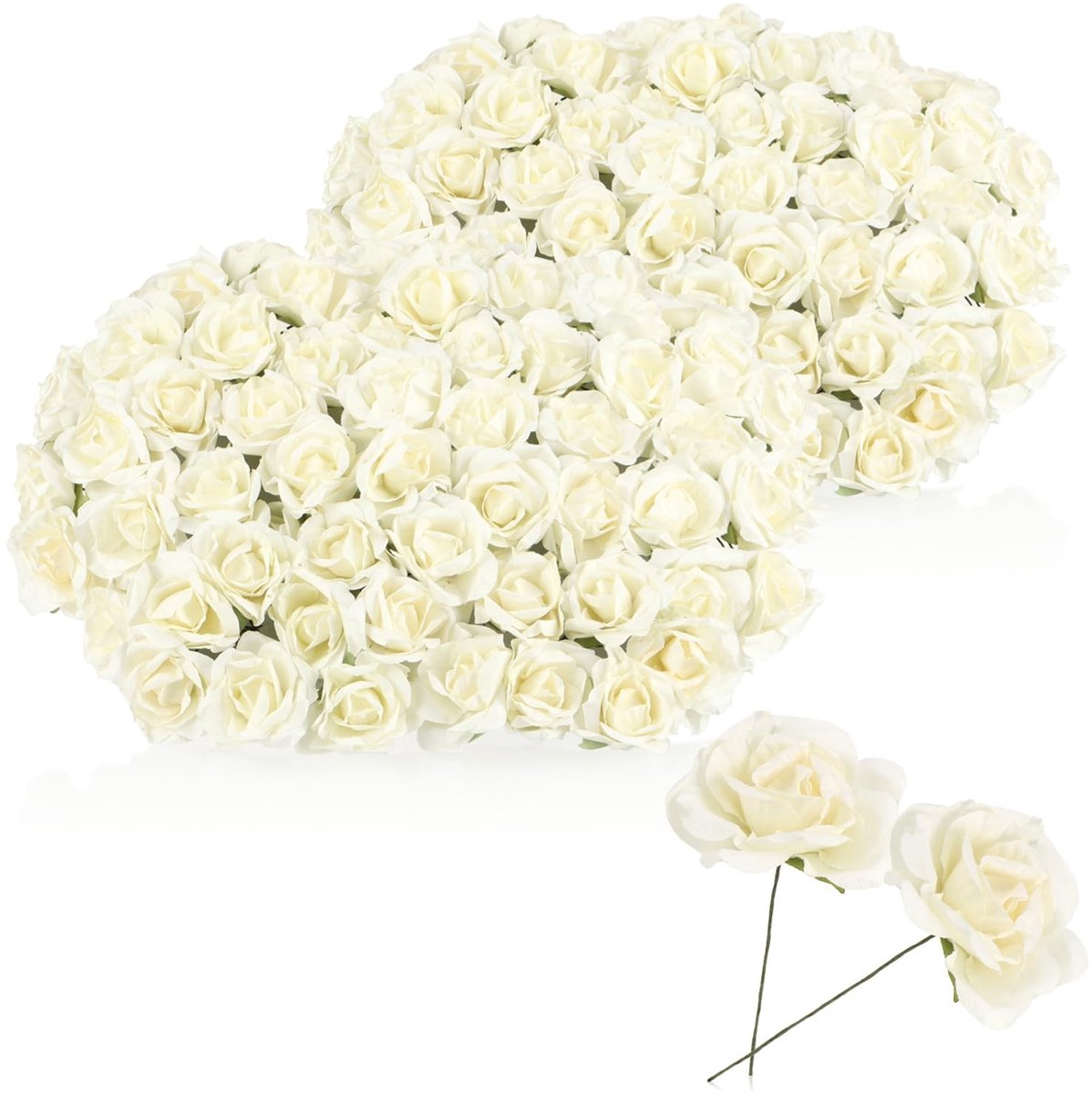 Omgoods - 120 Stuks Witte Papieren Rozen voor Decoratie