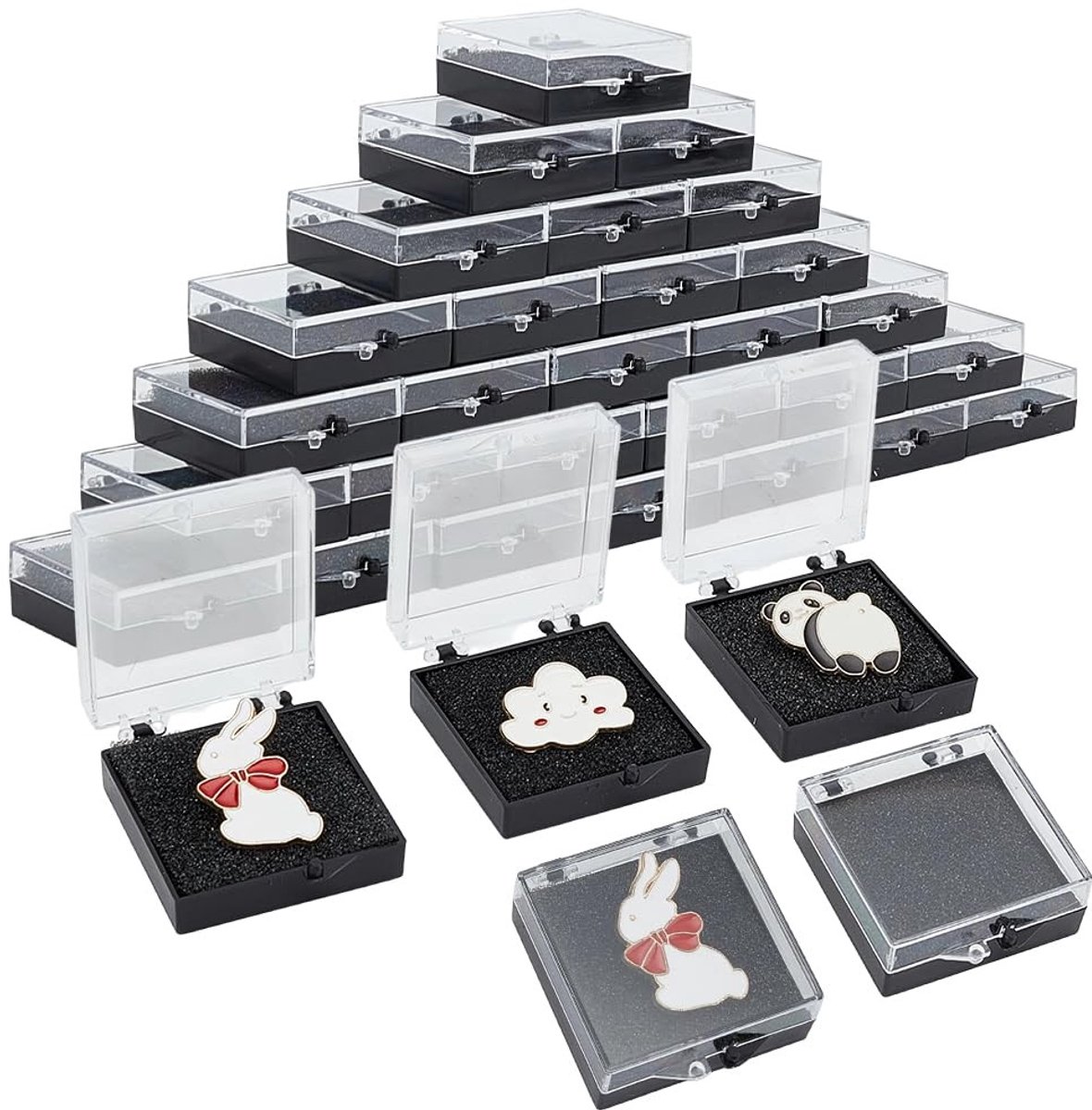 Omgoods - Set van 36 Doorzichtige Dozen voor Sieraden en Medailles