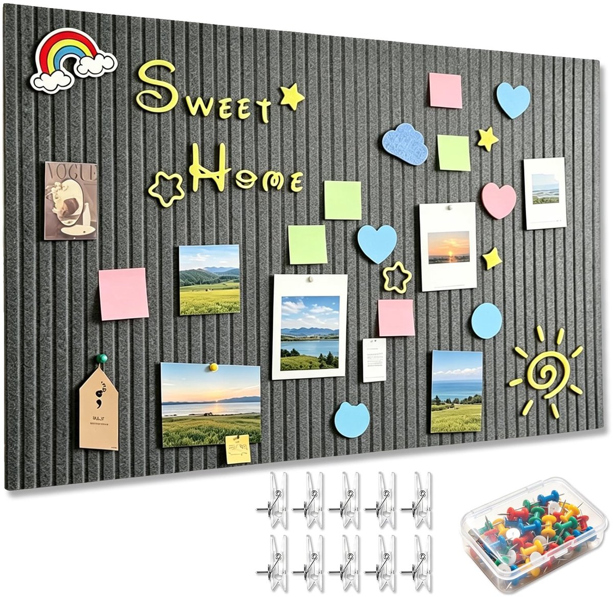 Omgoods - Zelfklevend Memobord 40 x 80 cm - Vilt Plaat voor Foto's en Notities