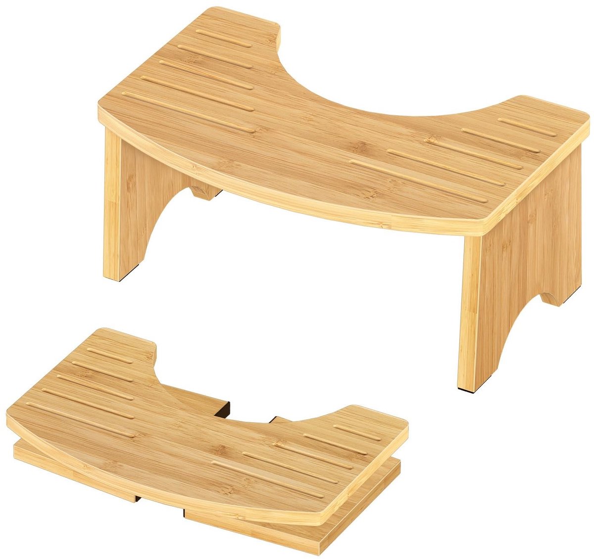 Omgoods - Opvouwbare Bamboe Toiletkruk met Antislip, Voor Comfortabel Toiletbezoek