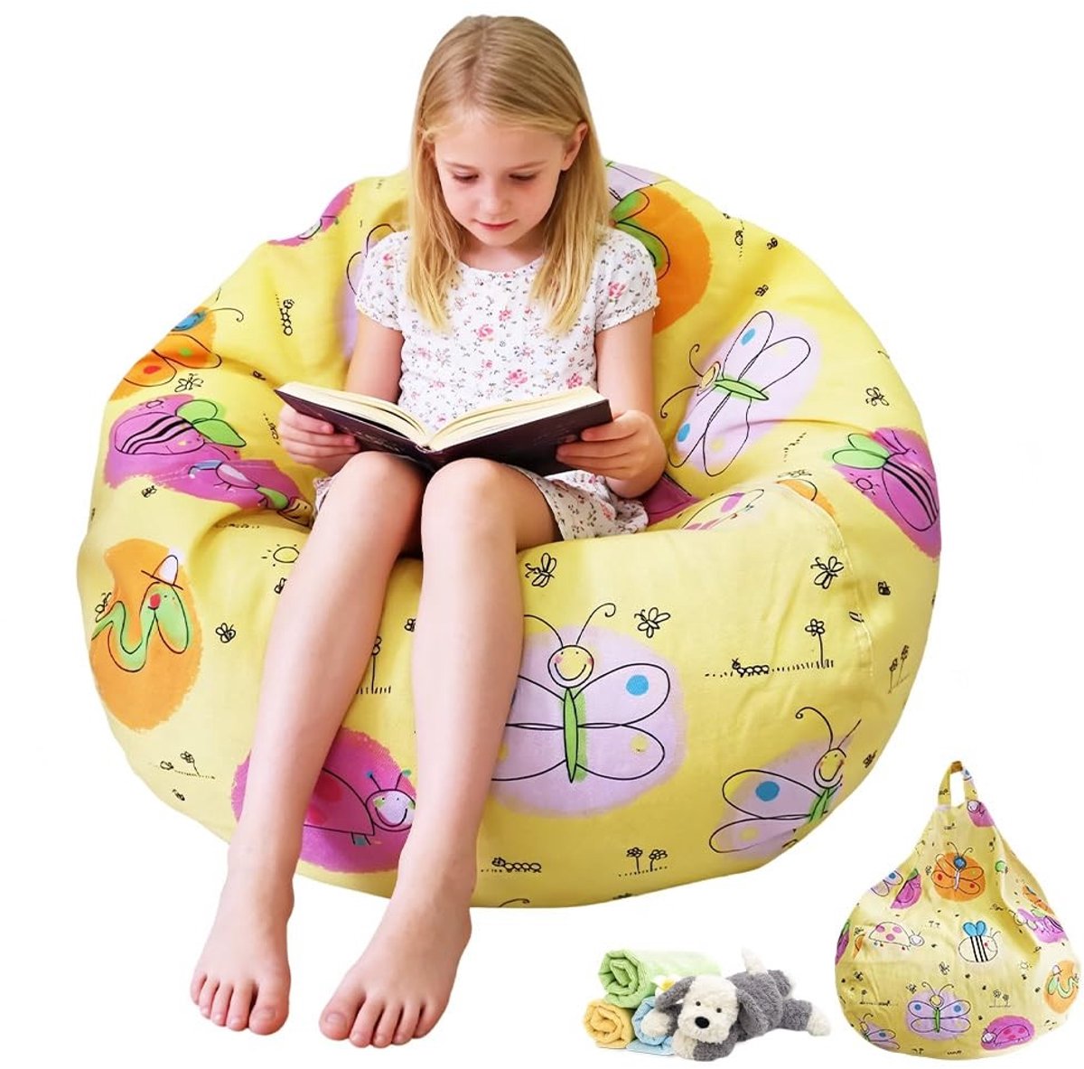 Omgoods - Zitzak voor Knuffels en Speelgoedopslag (Vlinder Design)