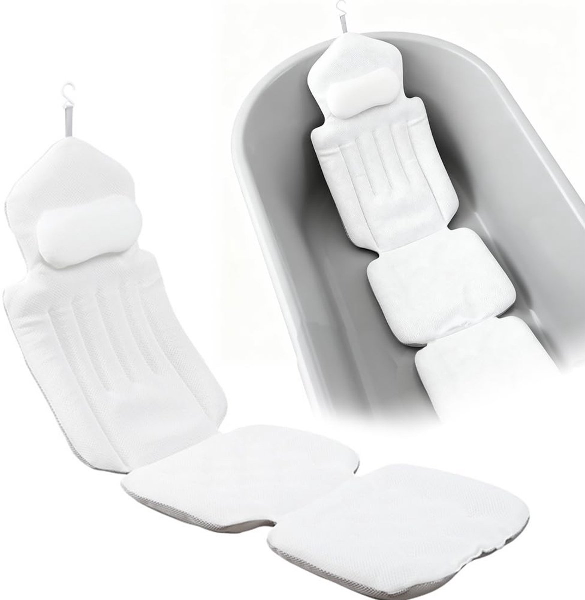 Omgoods - Ergonomisch Badkussen, Volledig Lichaam met Hoofdsteun, Wit