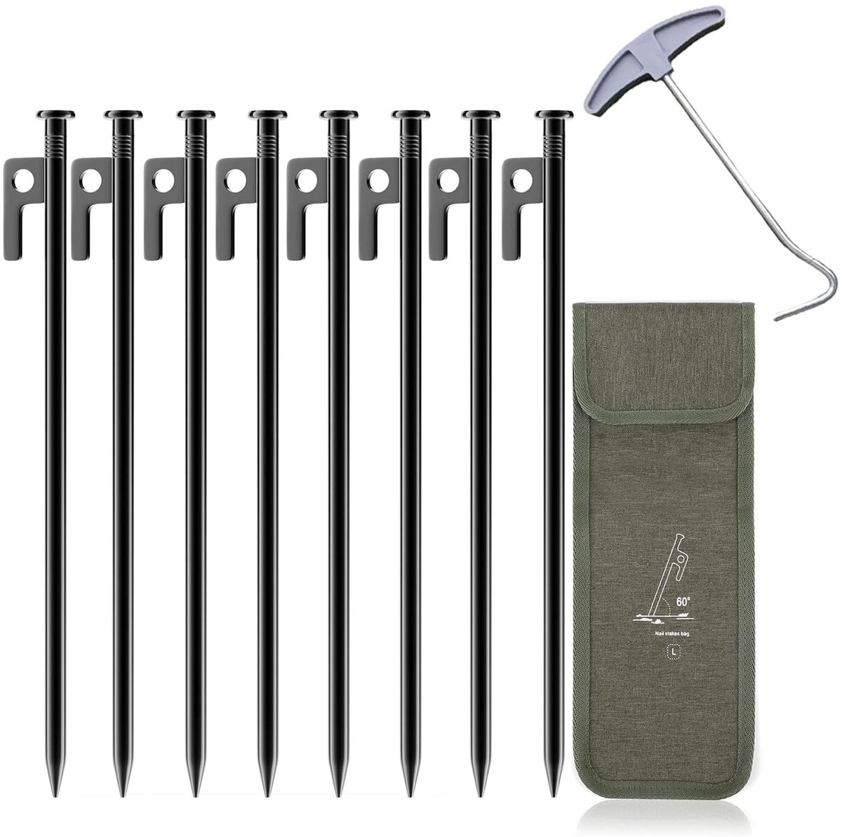 Omgoods - Set van 8 Stevige Tentharingen met Opbergtas
