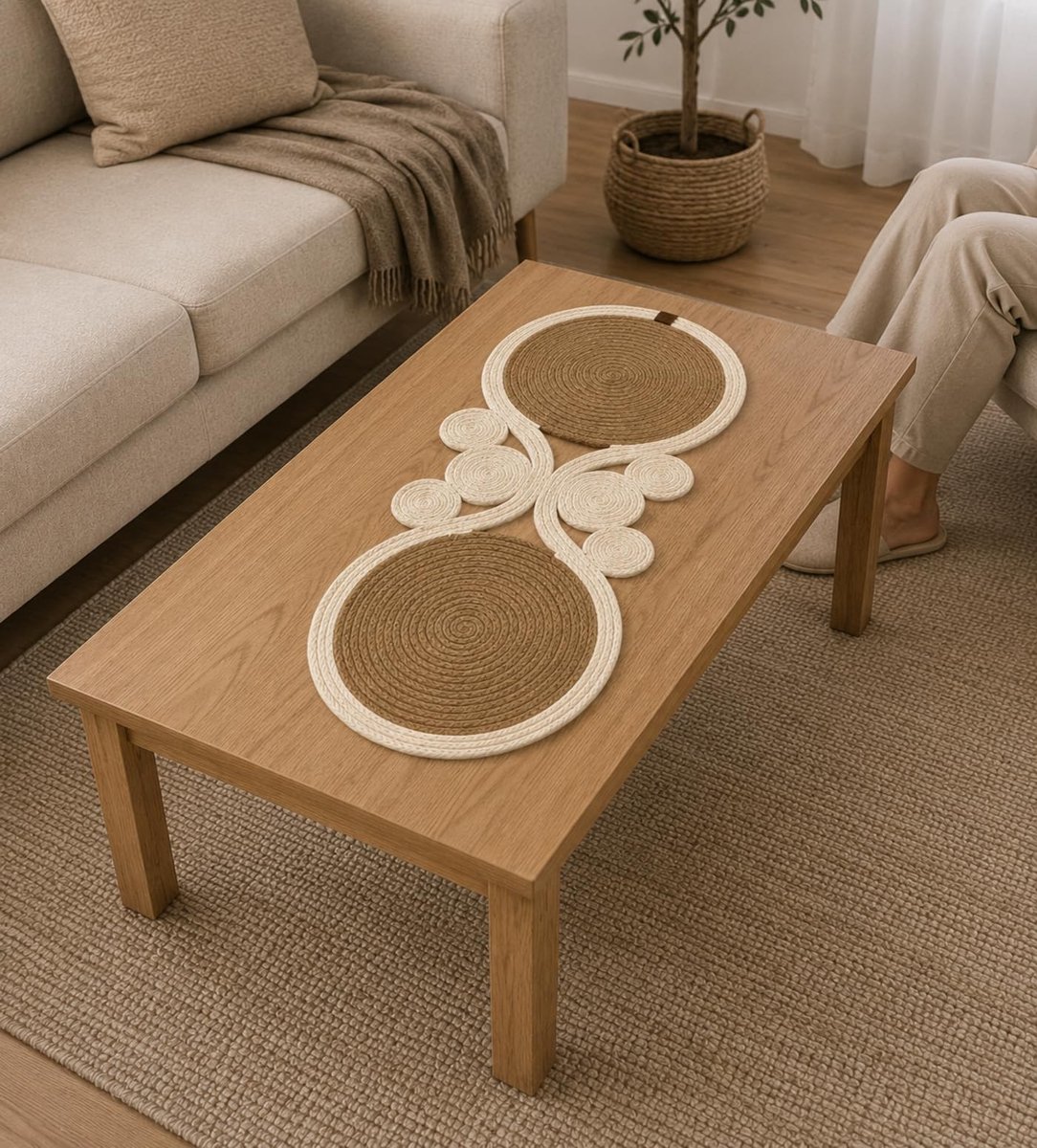 Omgoods - Boho Jute Tafelrunner 70 x 30 cm met Romantische Rand