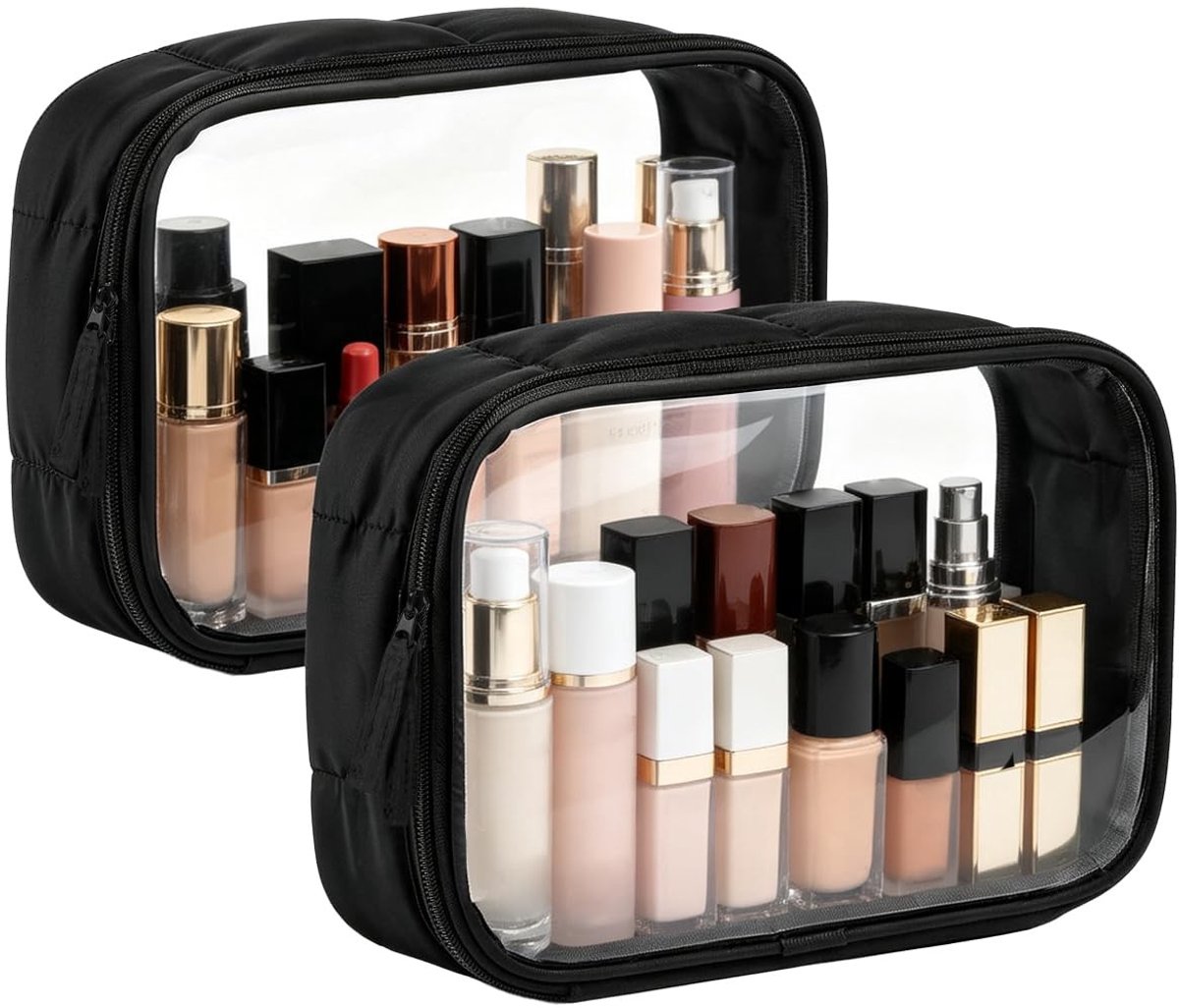 Omgoods - Goedkeurende Duidelijke Toilettas - 3-1-1 Vloeistof Pouch voor Reizen - Set van 2