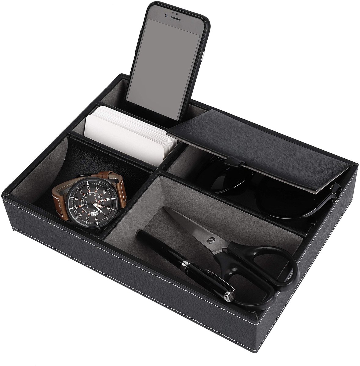 Omgoods - Luxe Lederen Organisatietray voor Slapen en Bureau