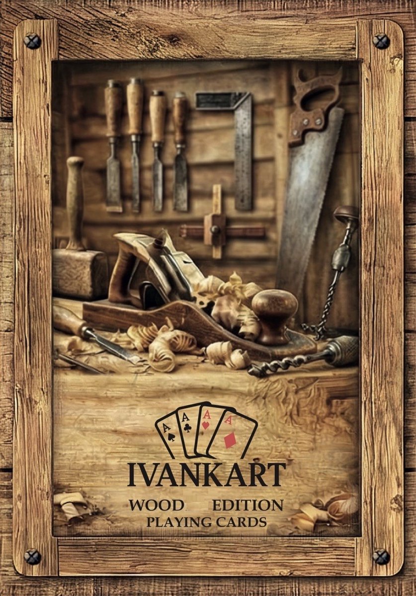 Speelkaarten - IVANKART Wood Edition – Luxe Pokerkaarten – 54 Kaarten + Speciale Kaart – Inclusief Certificaat van Echtheid – Origineel Cadeau voor Kaartliefhebbers en Verzamelaars