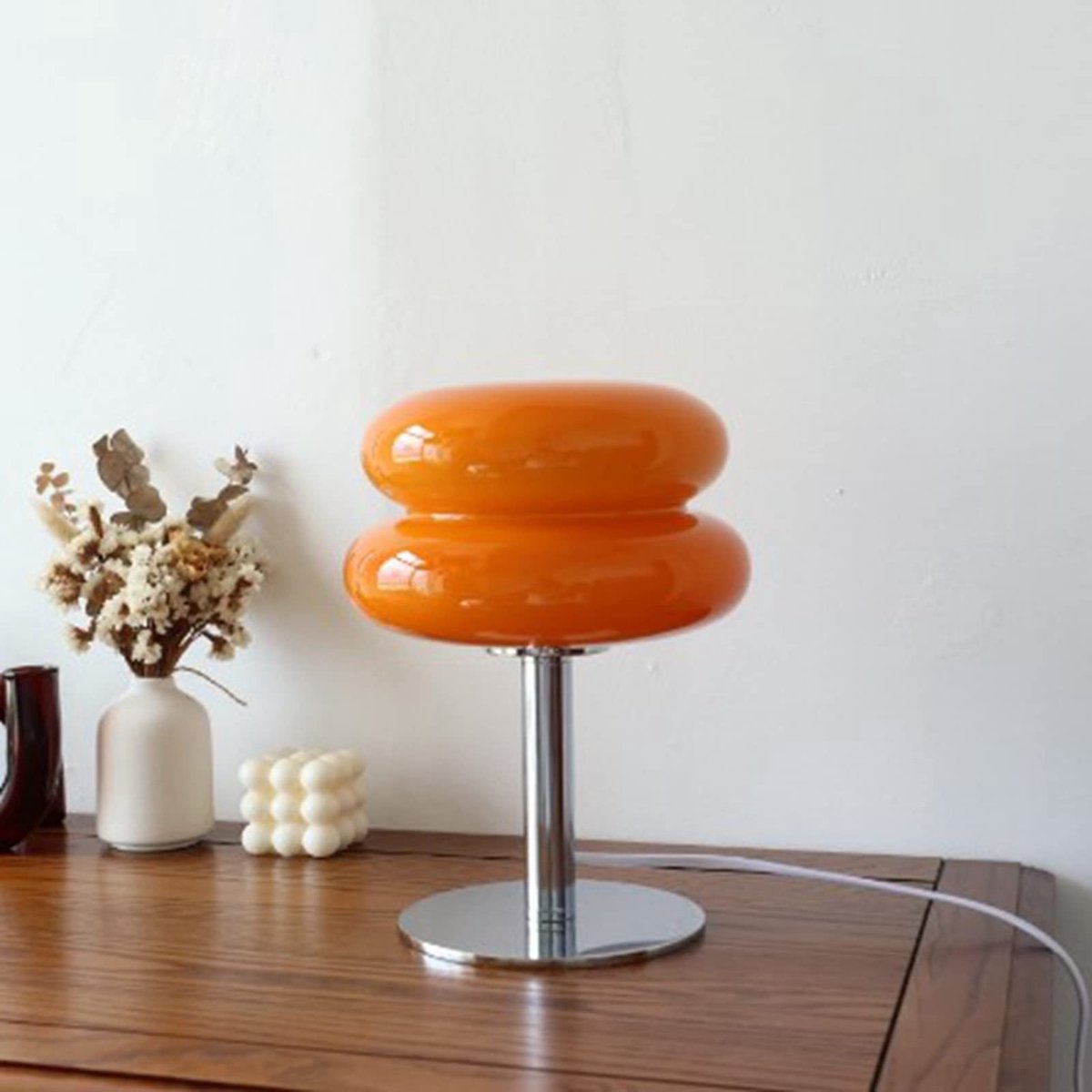 Omgoods - Schattige Tafel Lamp zonder Flikkerlicht - Energiezuinige Glazen Lamp voor Slaapkamer