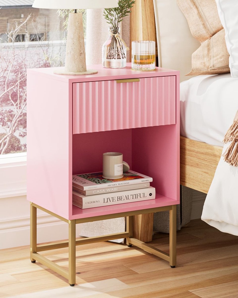 Omgoods - Bedside Table met Lade en Opslagcompartiment 40cm