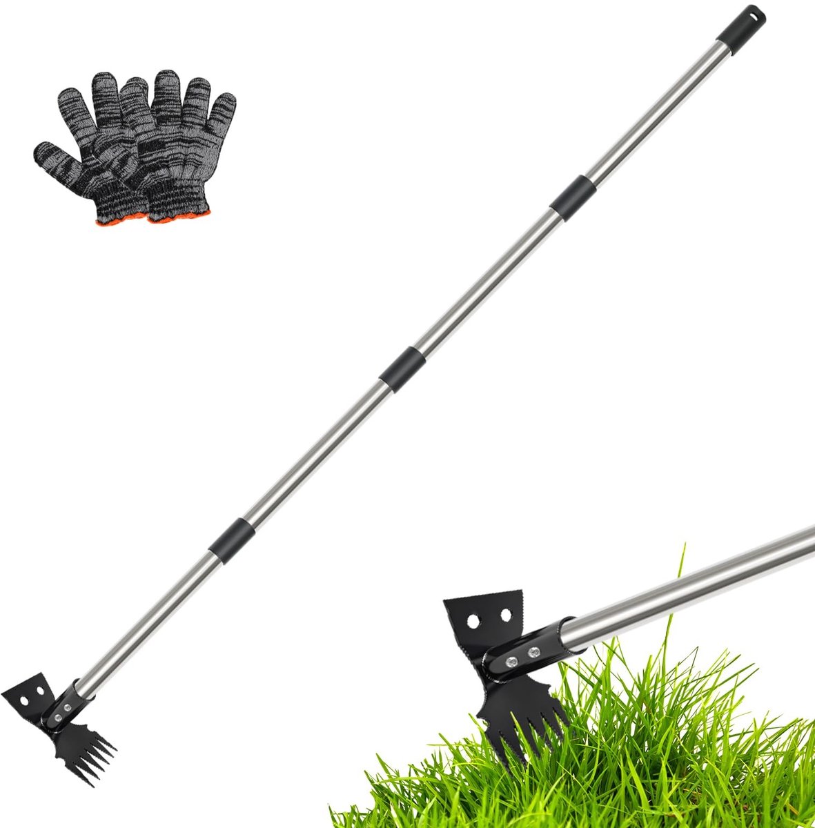 Omgoods - Lange Handgreep Onkruidtrekker, 2-in-1 Tuinhark en Tuinhak, 150cm