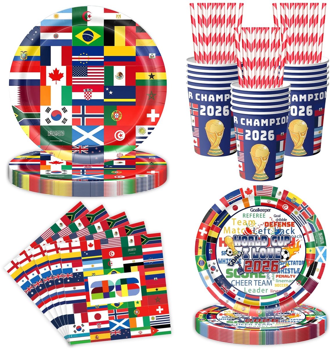 Omgoods - Voetbal Feestservies Set voor 10 Gasten