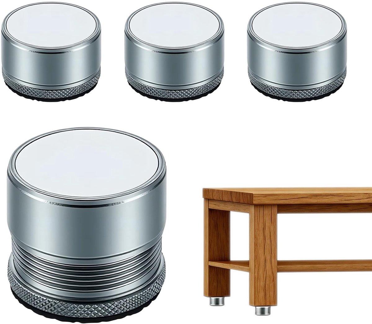 Omgoods - Set van 4 Verstelbare Metalen Meubelpoten