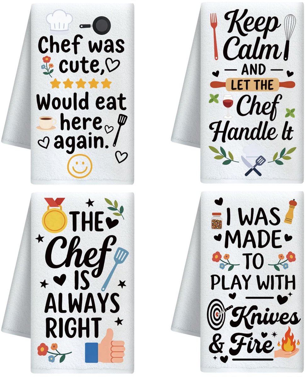 Omgoods - Decoratieve Keukenhanddoeken Set van 4 - Chef's Gifts - Microvezel