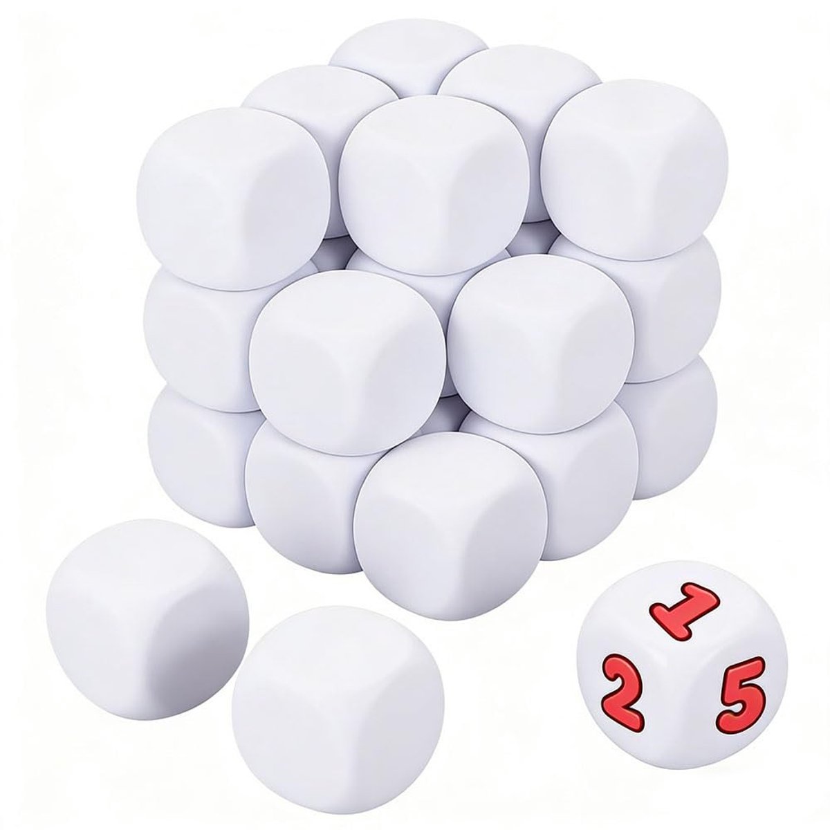 Omgoods - Set van 24 Witte EVA-schuim Dobbelstenen voor Creatieve Projecten