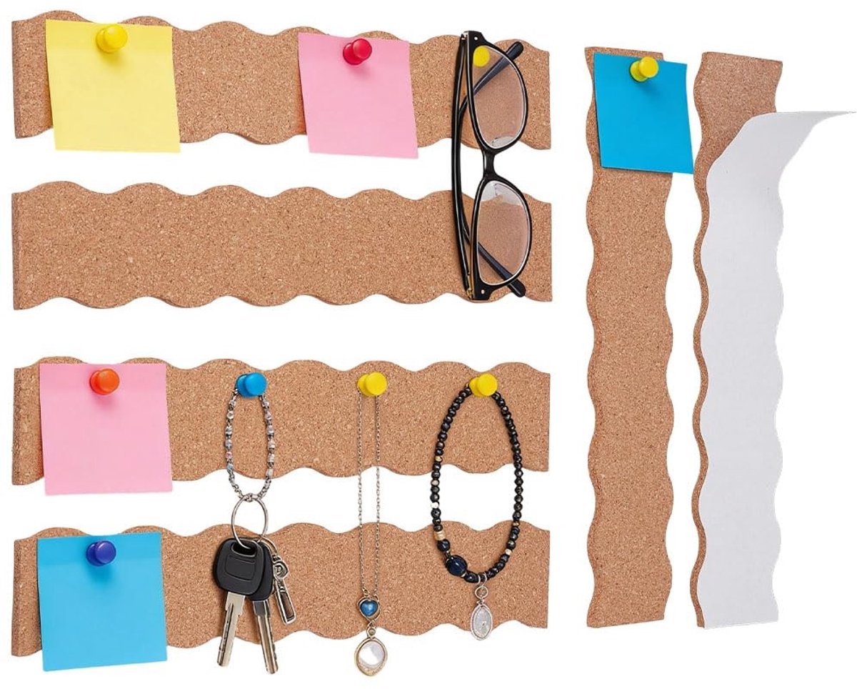 Omgoods - Pack van 10 Golf Kork Plakstrips 300 x 57 mm - Organiseer je Borden