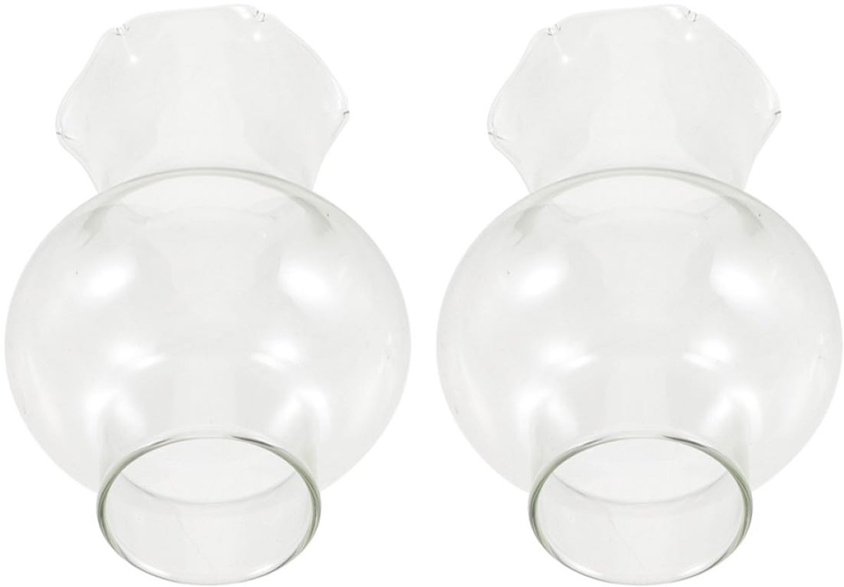 Omgoods - Set van 2 Transparante Lampenkappen van Glas voor Olielampen