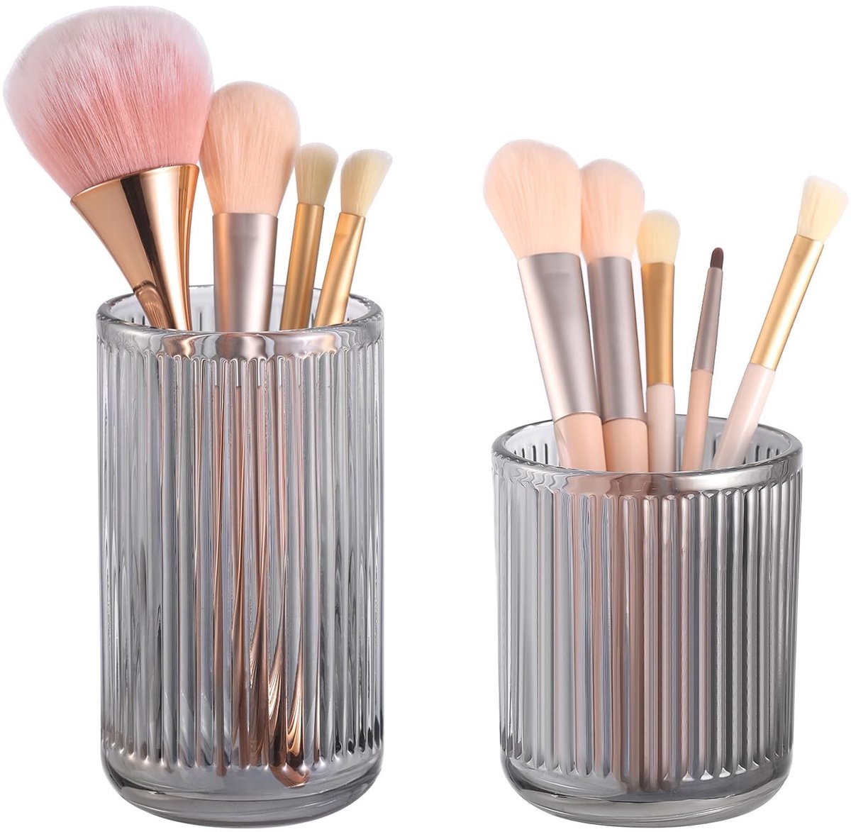 Omgoods - Elegant Kristalglas Make-up Borstelhouder in Grijs